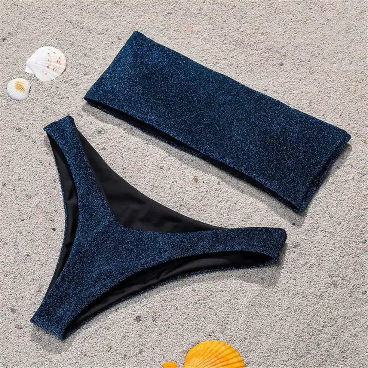 Glitter Strapless Bikini Set – Shiny Sparkle Beachwear 2025