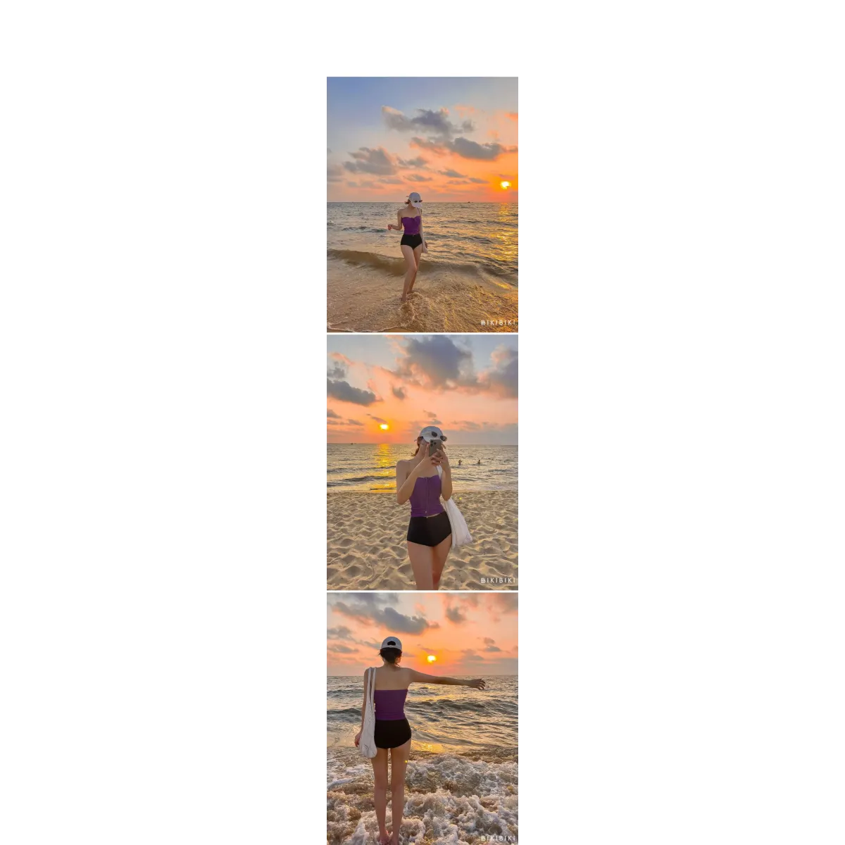 Strapless Bikini Set – High Waisted Black Contrast Lace Up Swimsuit