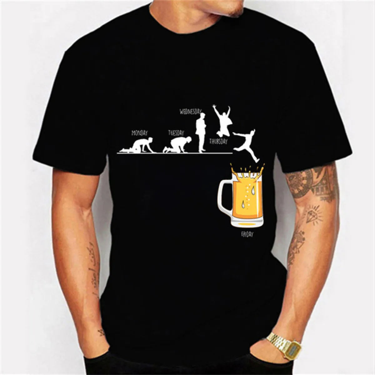 Hip-Hop Streetwear Beer Graphic T-Shirt