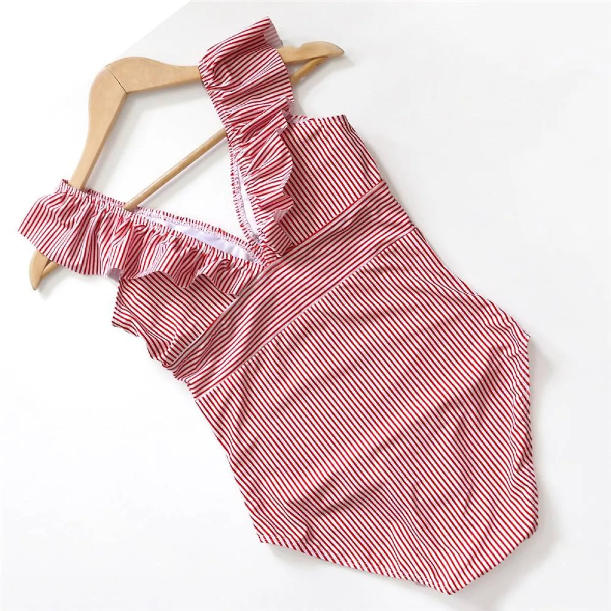 Striped Ruffled Swimsuit