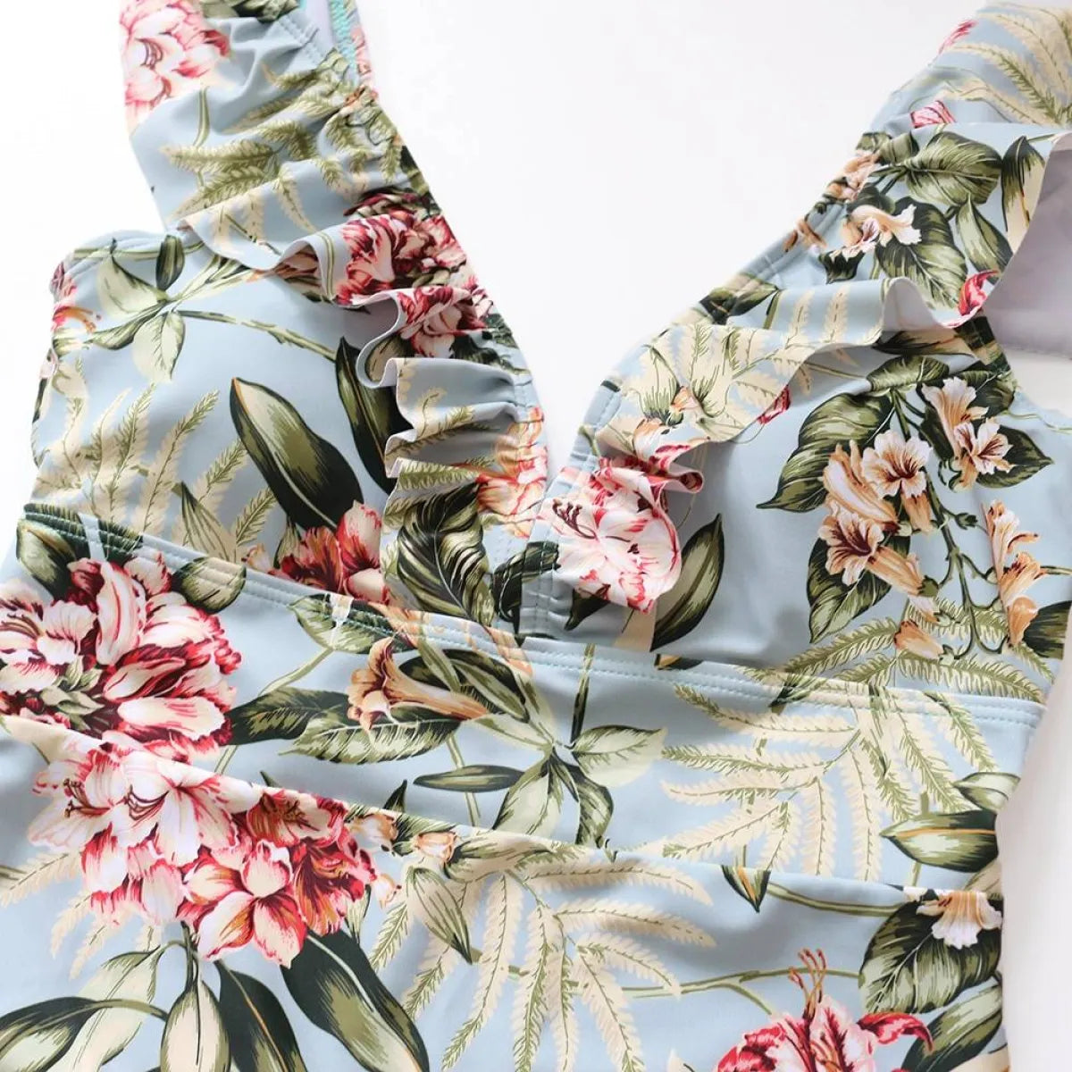 Striped Ruffled Swimsuit