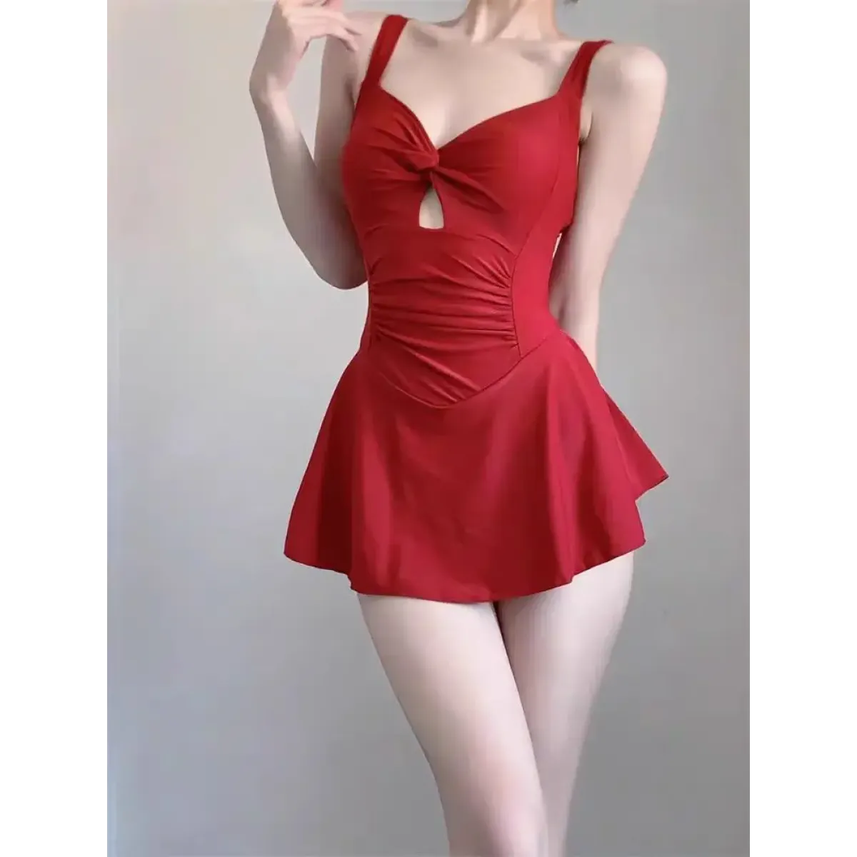 Ruched Knot One Piece Swimsuit – Sweet Kawaii Mini Dress Style