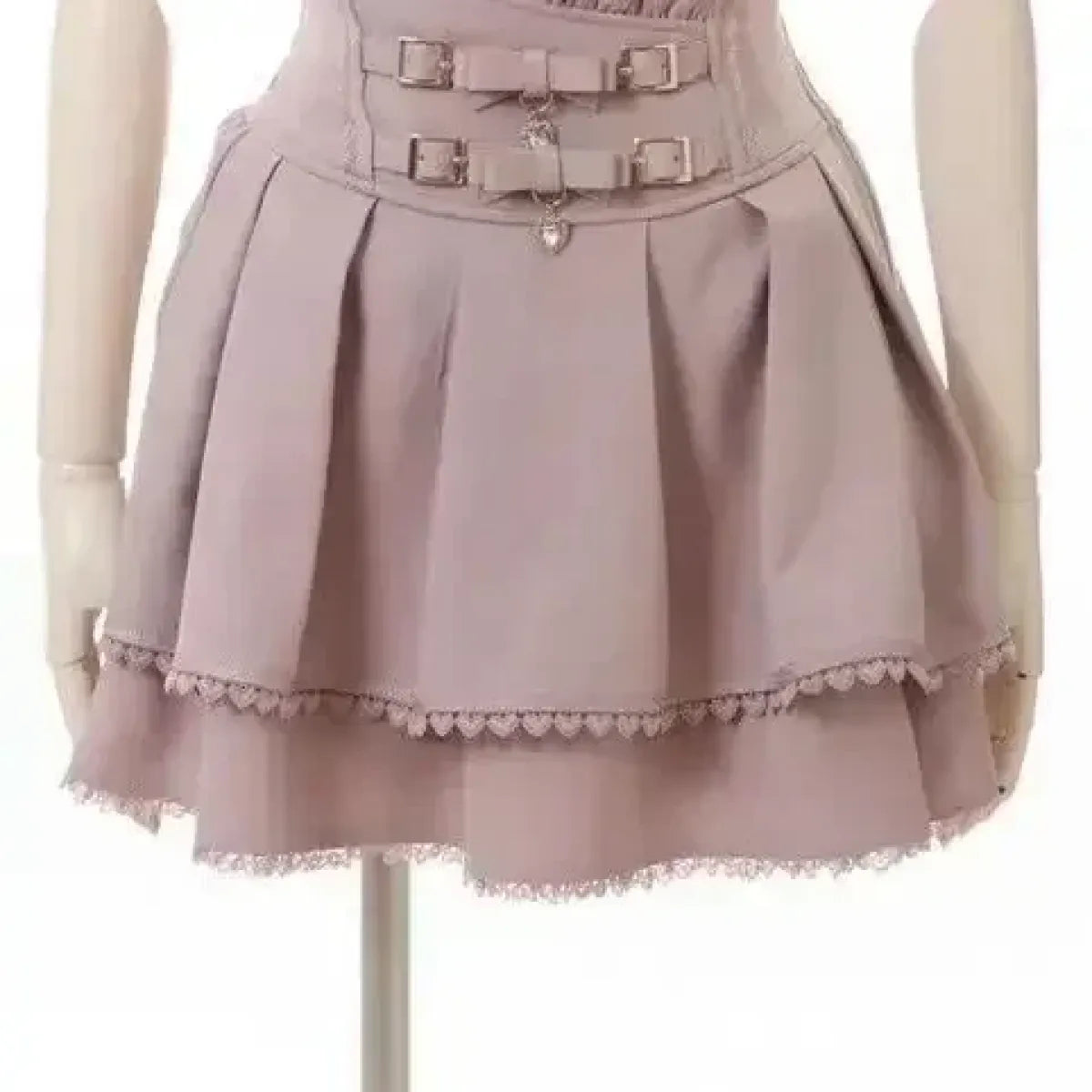 Harajuku Sweet Pink Bow Skirt – Ruched Slim Waist Faux Leather