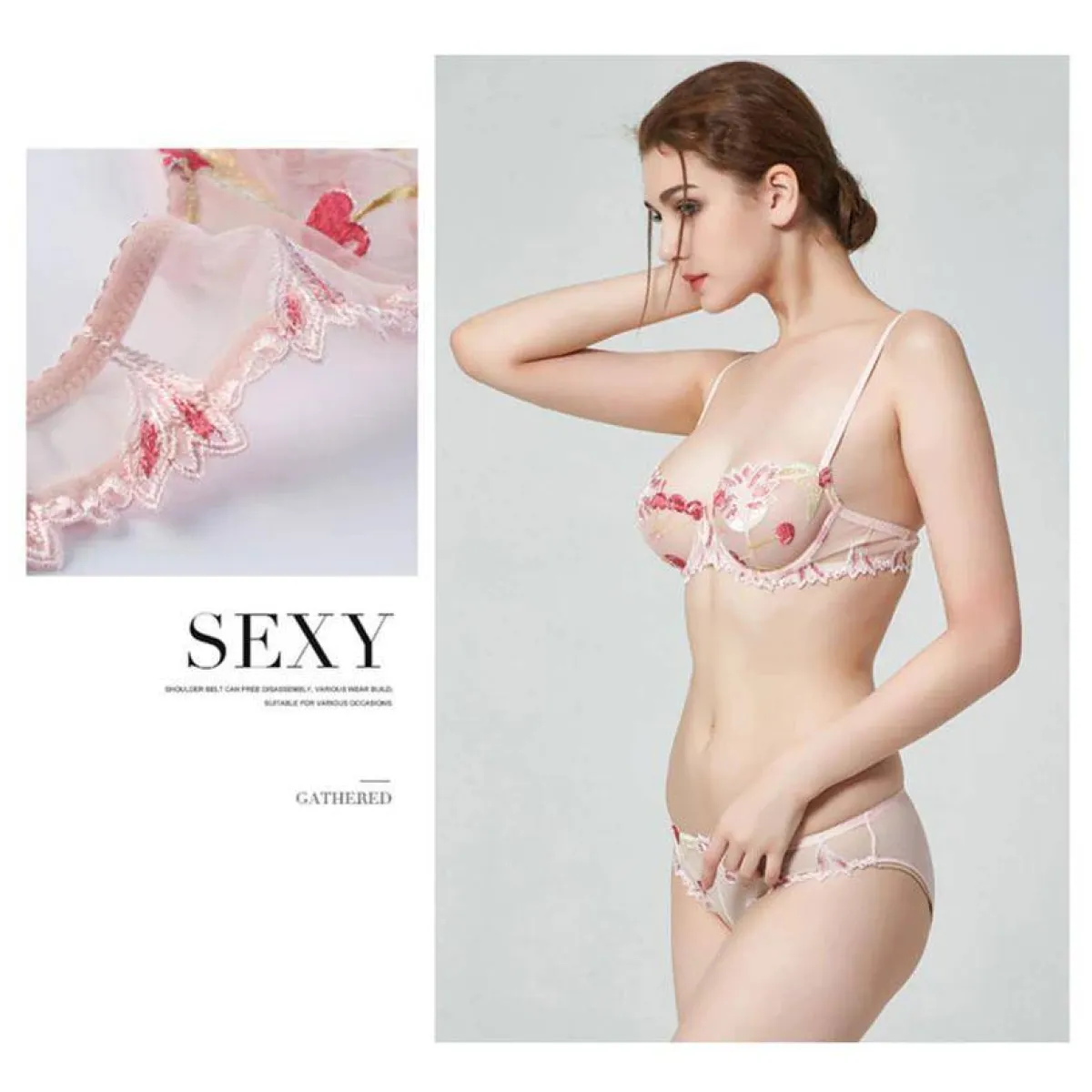 Sexy Transparent Flower Lingerie Set