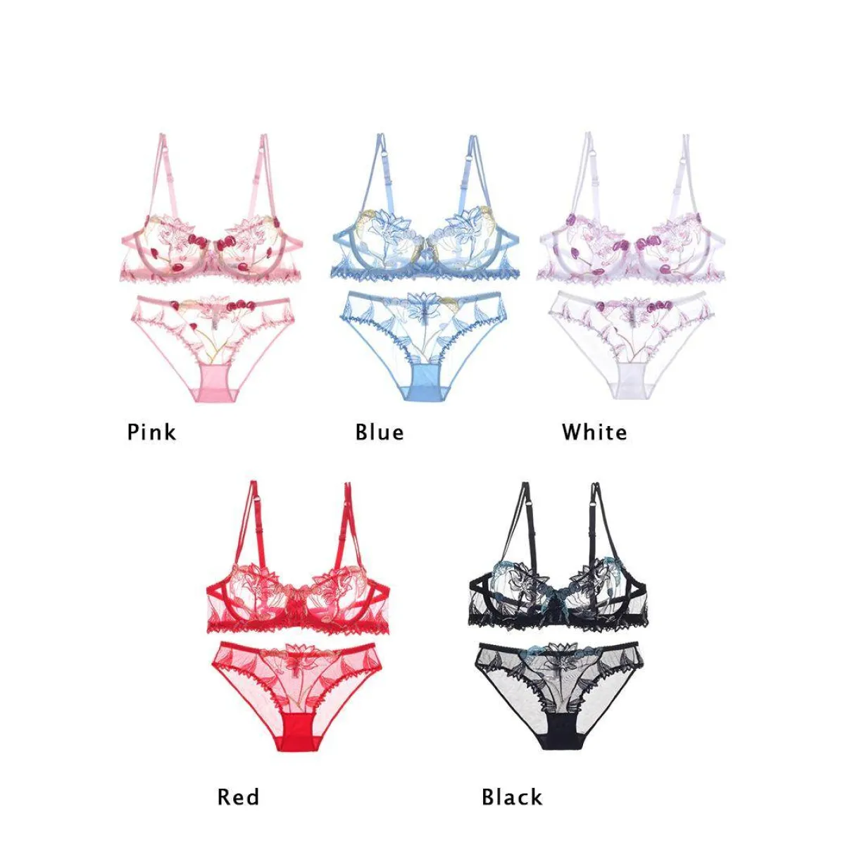 Sexy Transparent Flower Lingerie Set