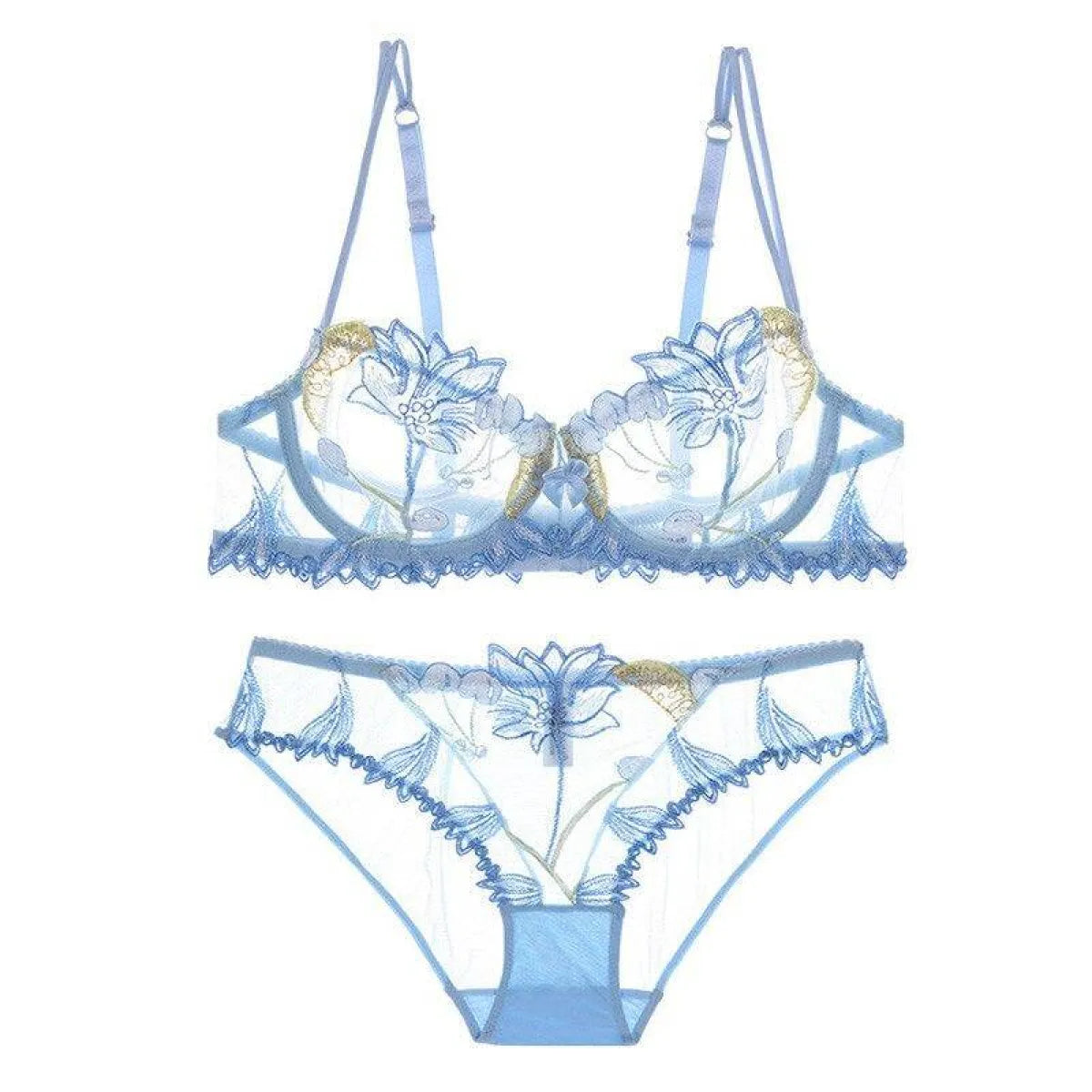 Sexy Transparent Flower Lingerie Set