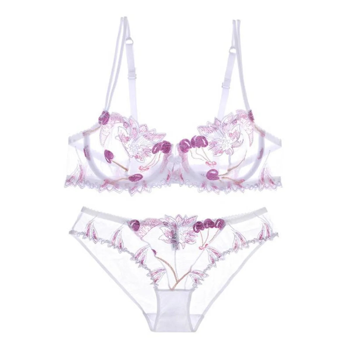 Sexy Transparent Flower Lingerie Set