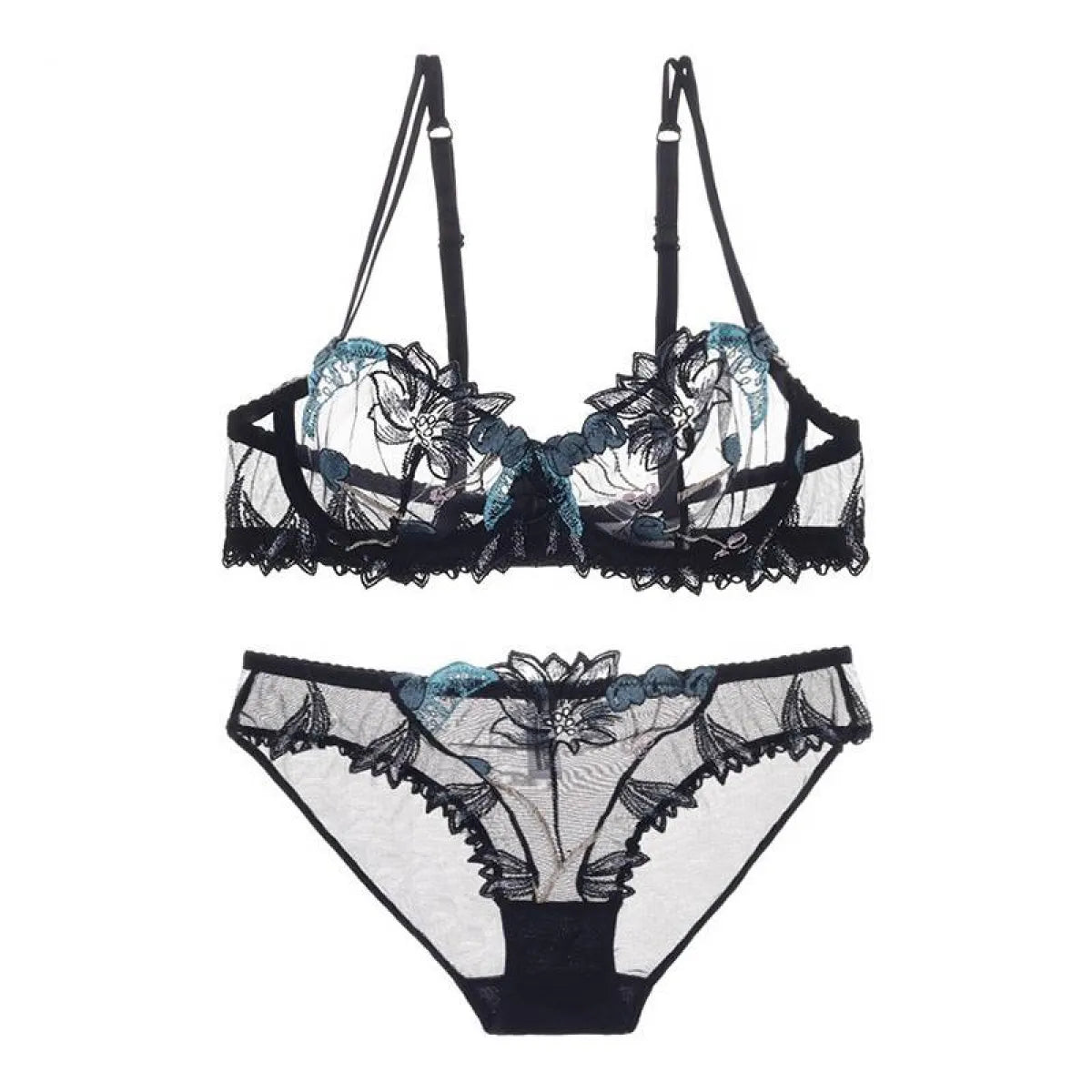 Sexy Transparent Flower Lingerie Set