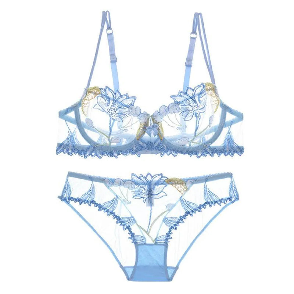 Sexy Transparent Flower Lingerie Set