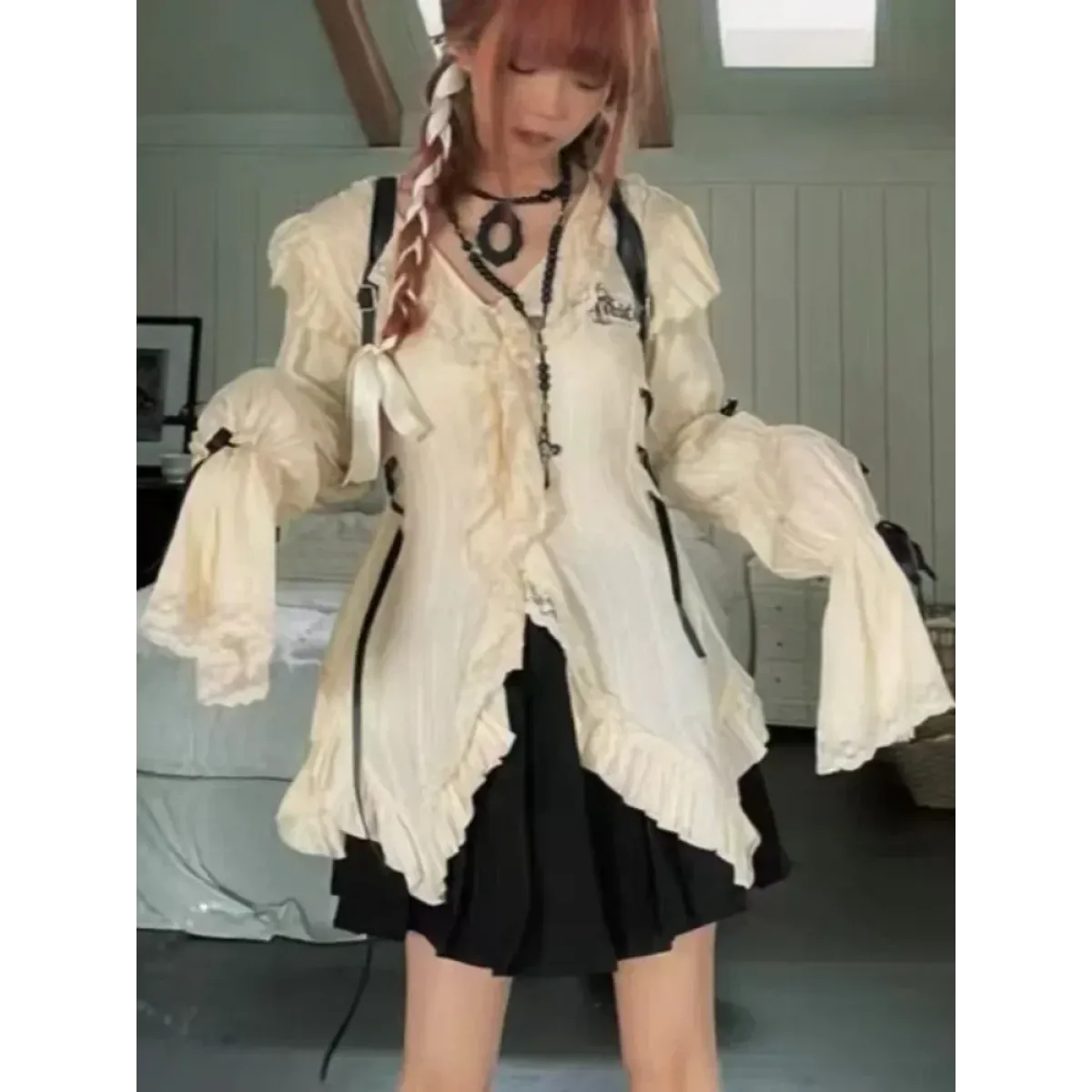 Vintage Lace Blouse - Aesthetic Harajuku Fairycore Top