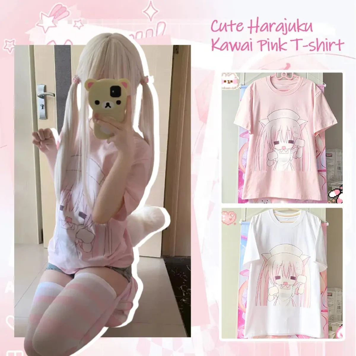 Harajuku Kawaii Anime T-Shirt – Y2K Cute Cartoon Tee