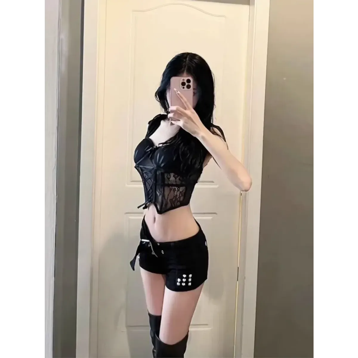 Low Waist Rivet Shorts – Y2K Grunge Harajuku Denim Bottoms