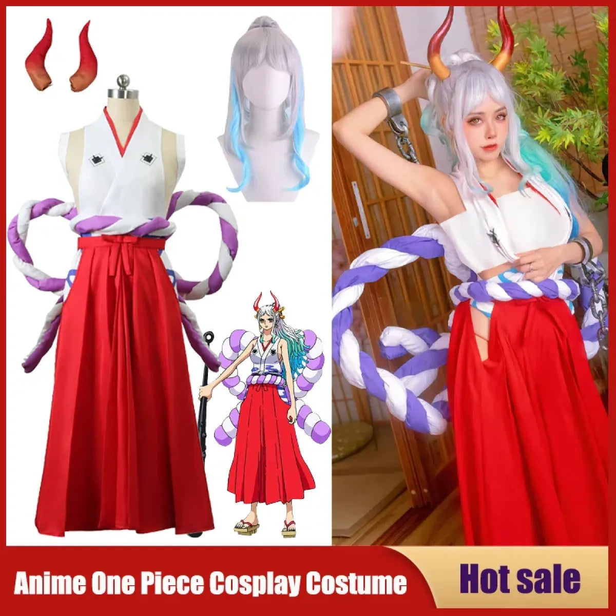 One Piece Yamato Cosplay - Kimono Uniform & Wig