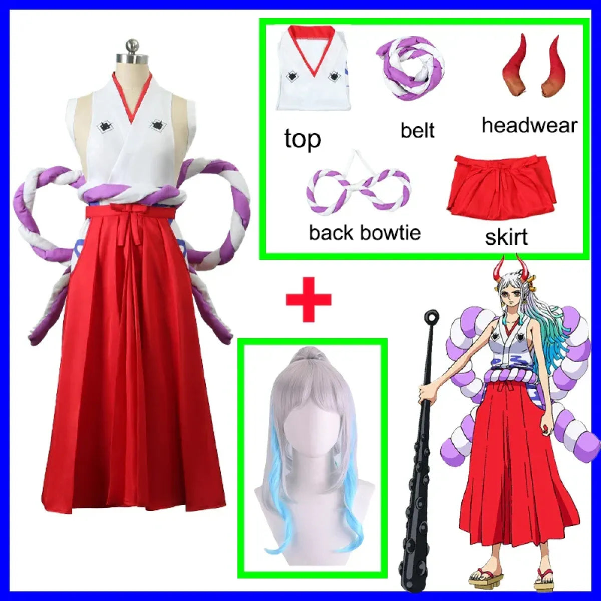 One Piece Yamato Cosplay - Kimono Uniform & Wig