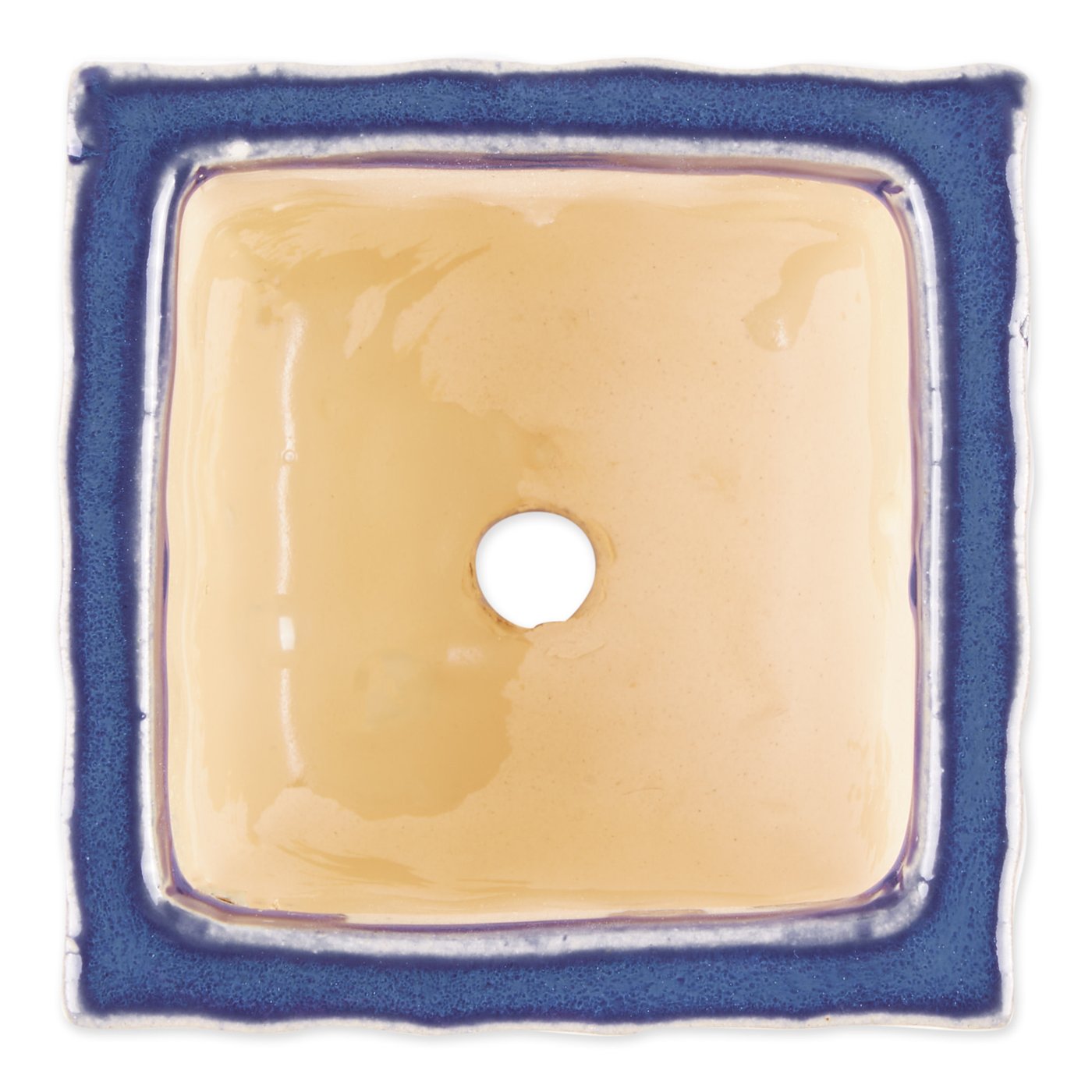 BLUE SQUARE CERAMIC SMALL PLANTER SET OF 3