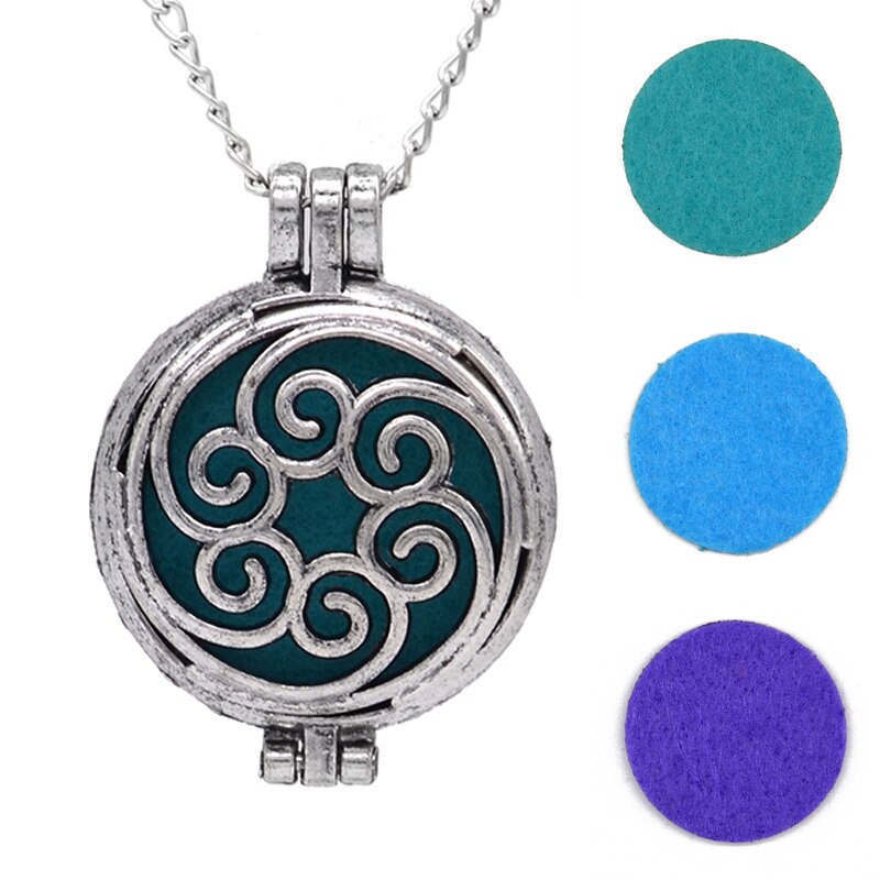 Round Fragrance Locket Essential Oil Aromatherapy Diffuse Pendant Necklaces