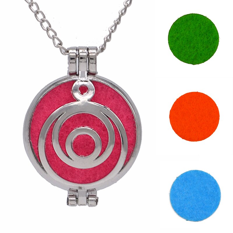 Round Fragrance Locket Essential Oil Aromatherapy Diffuse Pendant Necklaces