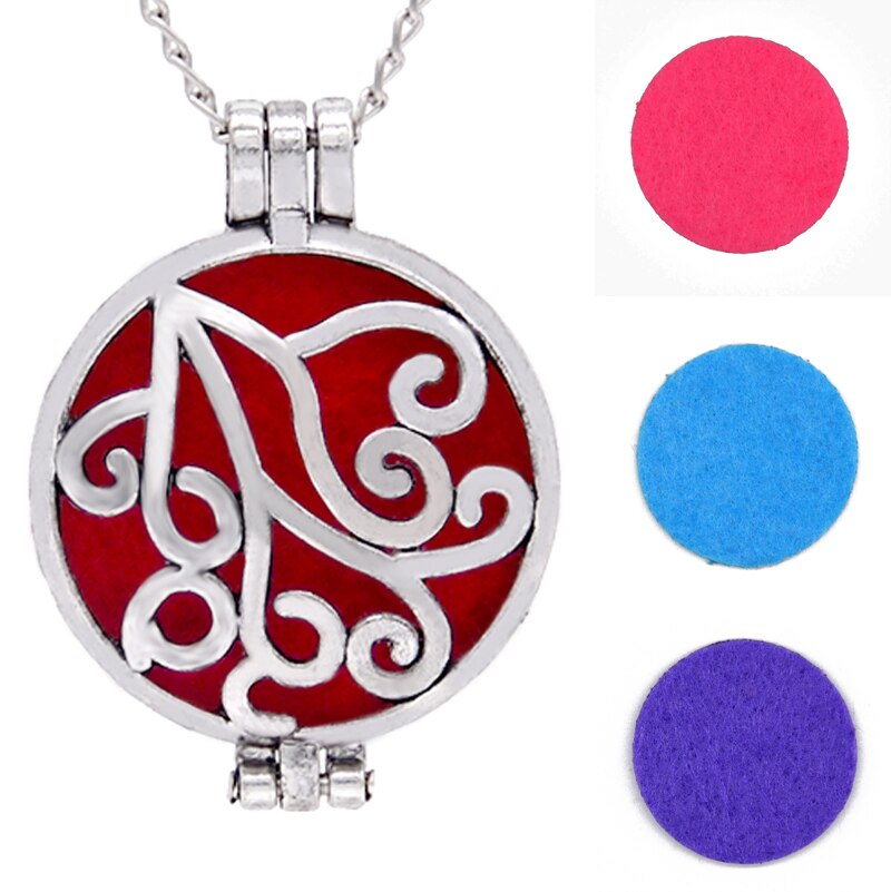 Round Fragrance Locket Essential Oil Aromatherapy Diffuse Pendant Necklaces