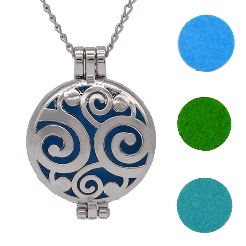 Round Fragrance Locket Essential Oil Aromatherapy Diffuse Pendant Necklaces