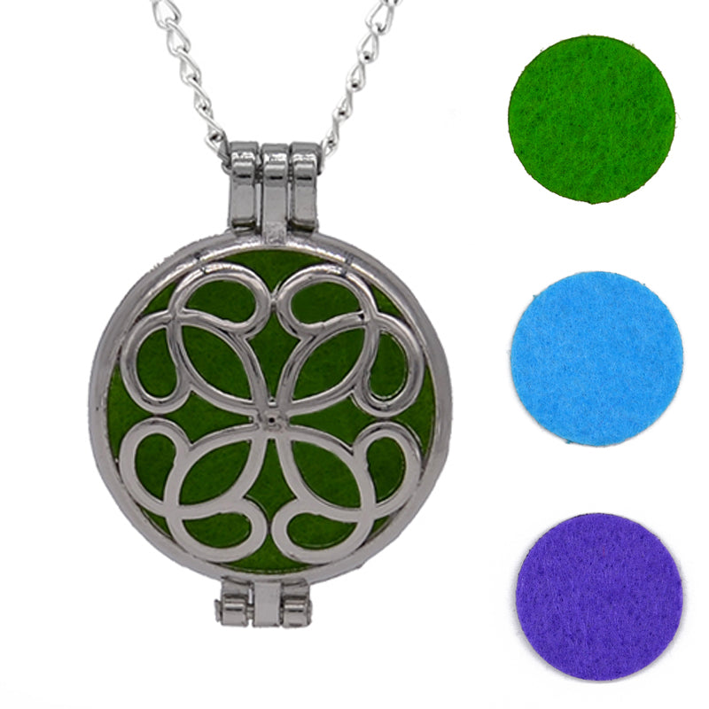 Round Fragrance Locket Essential Oil Aromatherapy Diffuse Pendant Necklaces
